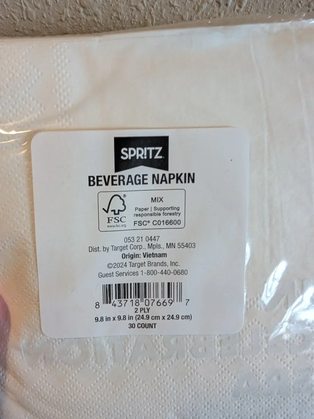 New, Sealed 3 packs of 30 (90 total) Beverage Napkins 